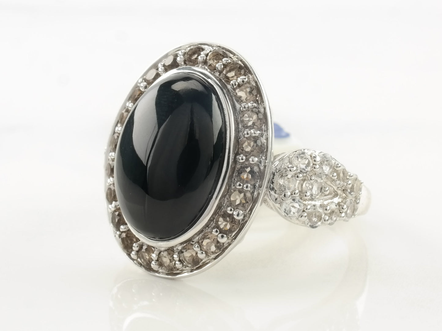 Carlo Viani Ring Black Onyx Spinel Sterling Silver Size 7