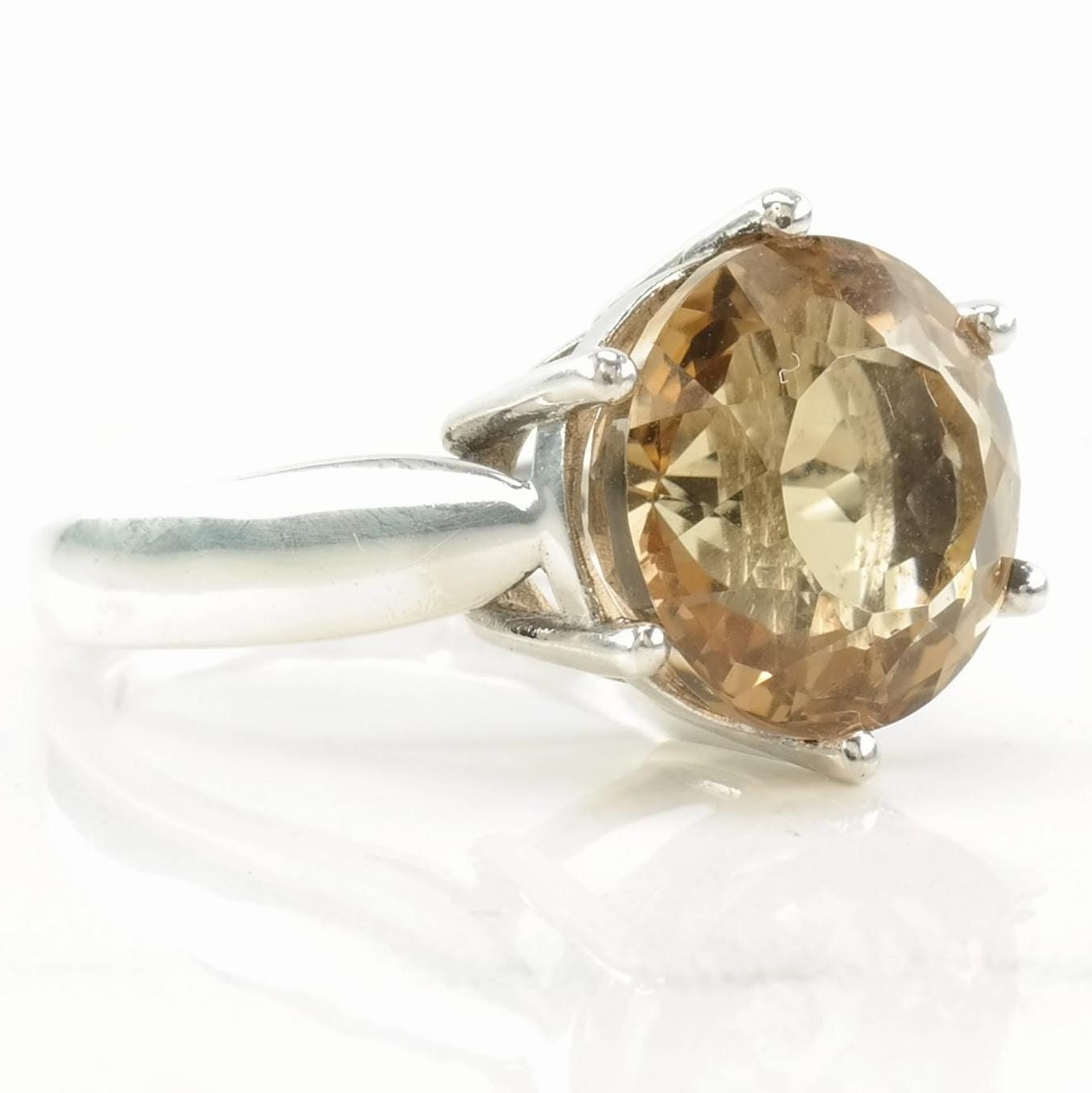 Sterling Silver Ring Yellow Orange Quartz Sz6 3/4 R4569