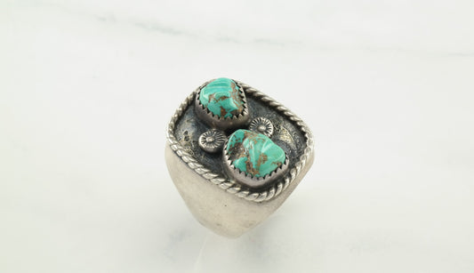 Attr. Dan Simplicio Silver Ring Turquoise Zuni Sterling Blue Size 11