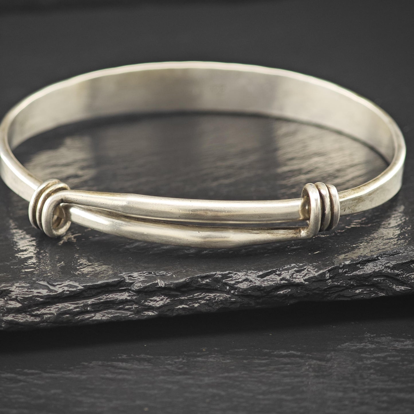 Ed Levin Modernist Bangle Bracelet Sterling Silver Adjustable