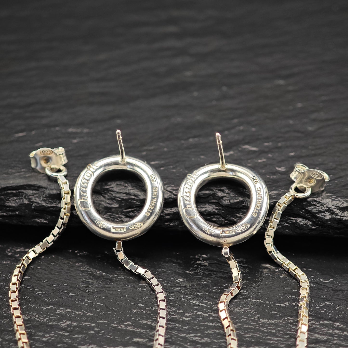 Modernist Christofle Stud/Dangle Earrings Sterling Silver