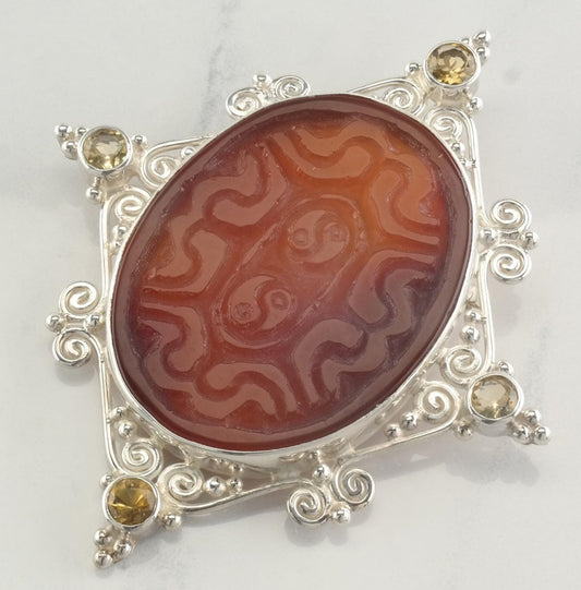 Sajen Agate Pendant Sterling Silver Brooch