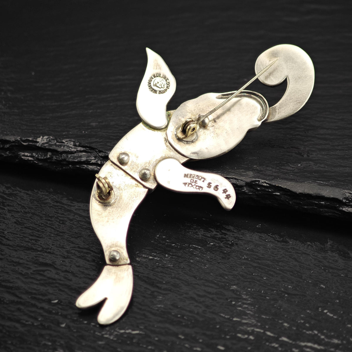 Margot De Taxco Enamel Koy Fish Sterling Silver Brooch B2262