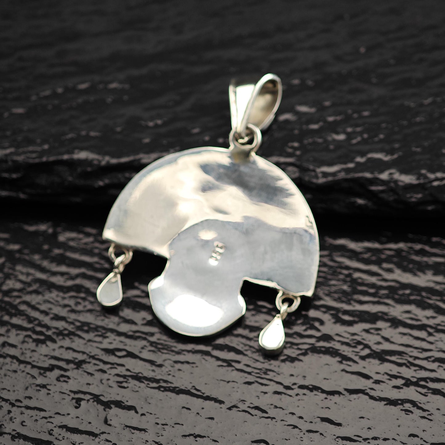 Vintage Gemstone Inlay Tumi Pendant Sterling Silver