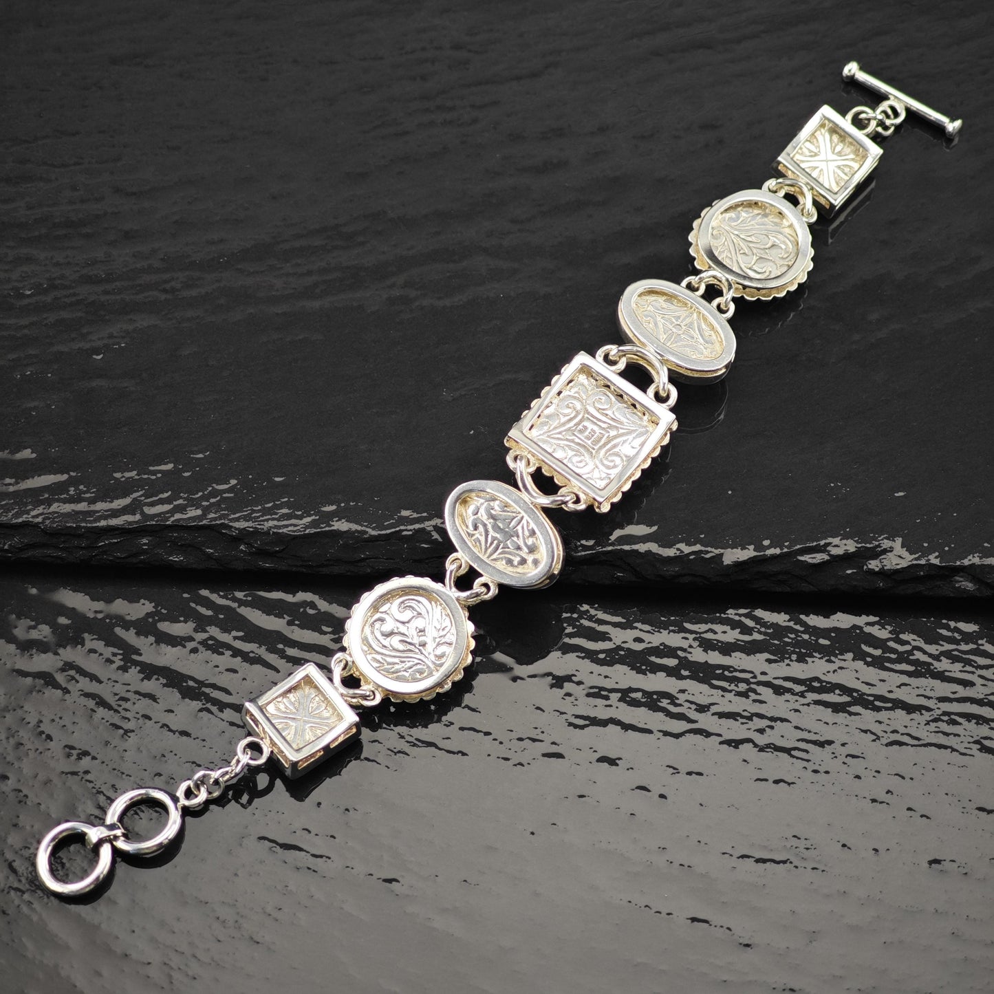 Whitney Kelly Carved Lapis Bracelet, Sterling Silver (Adjustable Size 7" and 7 1/2")