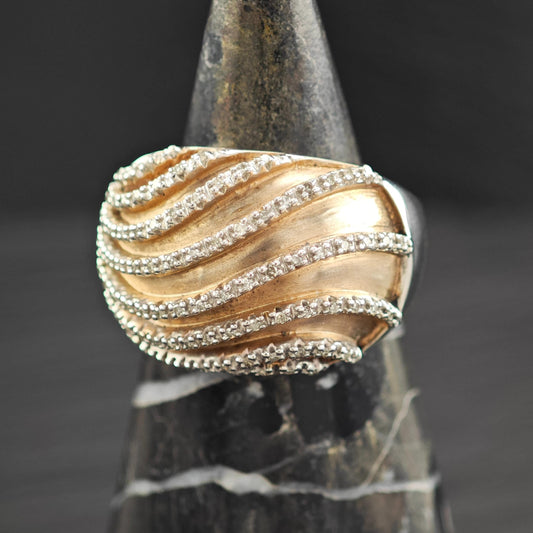 Two Tone Diamond Ring 1/2ctw JWBR Sterling Silver Dome, Rose Gold Plate