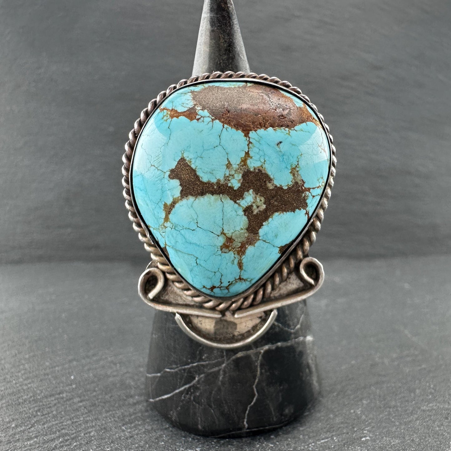 Native American, Large Number Eight Turquoise Ring Sterling Silver