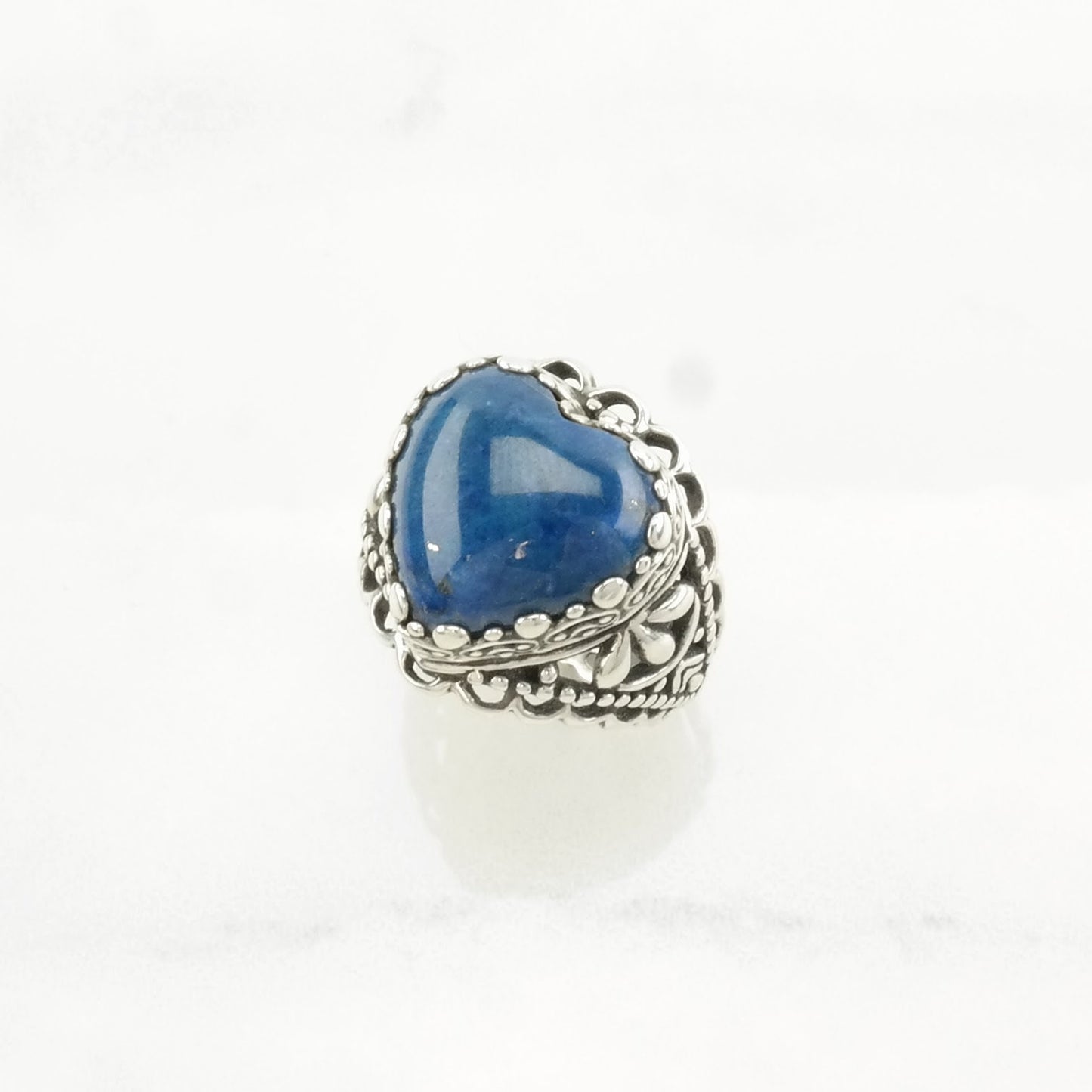 Carolyn Pollack Silver Ring Denim Lapis Heart, Scroll Sterling Blue Size 8 1/4