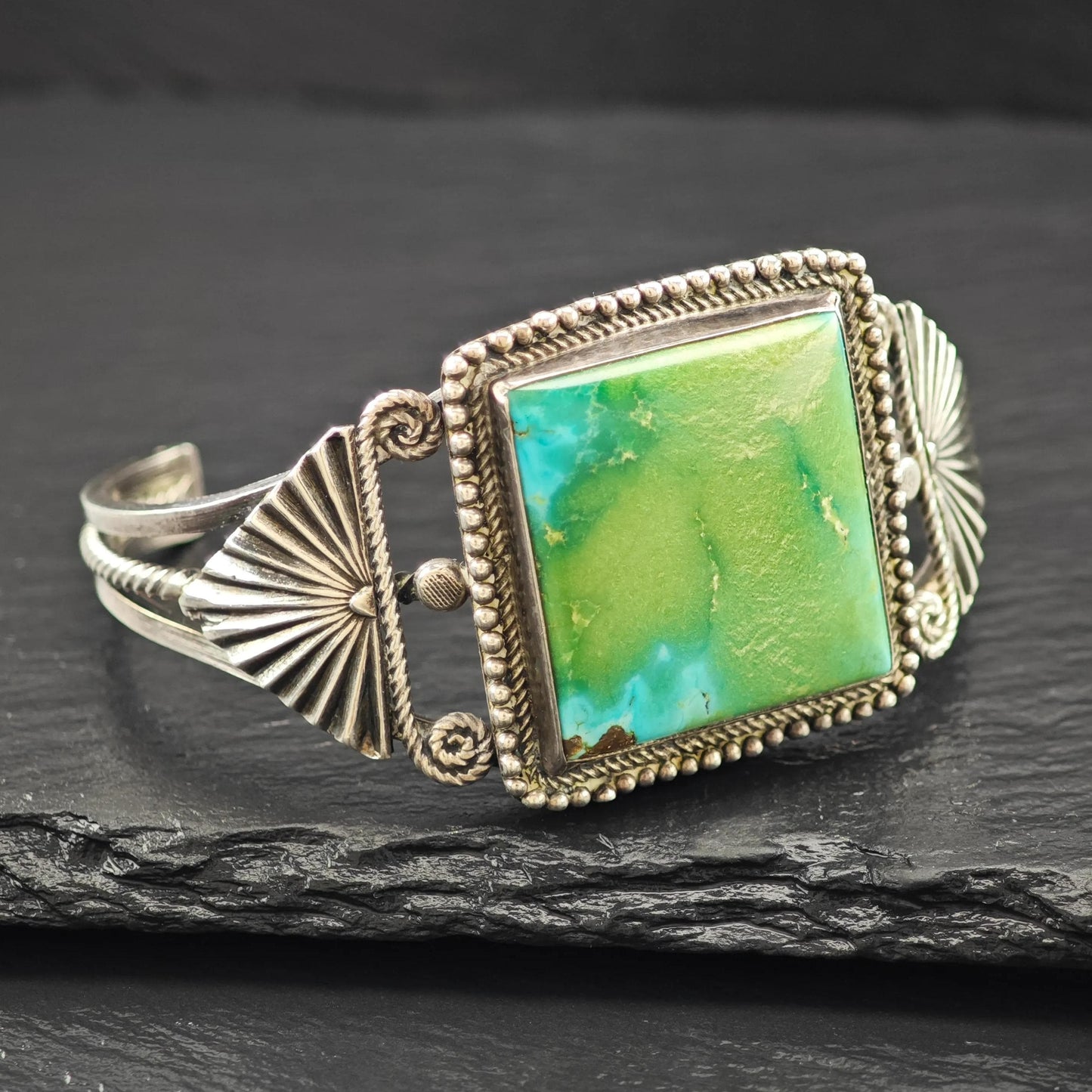 Navajo Native American Turquoise Cuff Sterling Silver Sz 6 3/4" BR3030