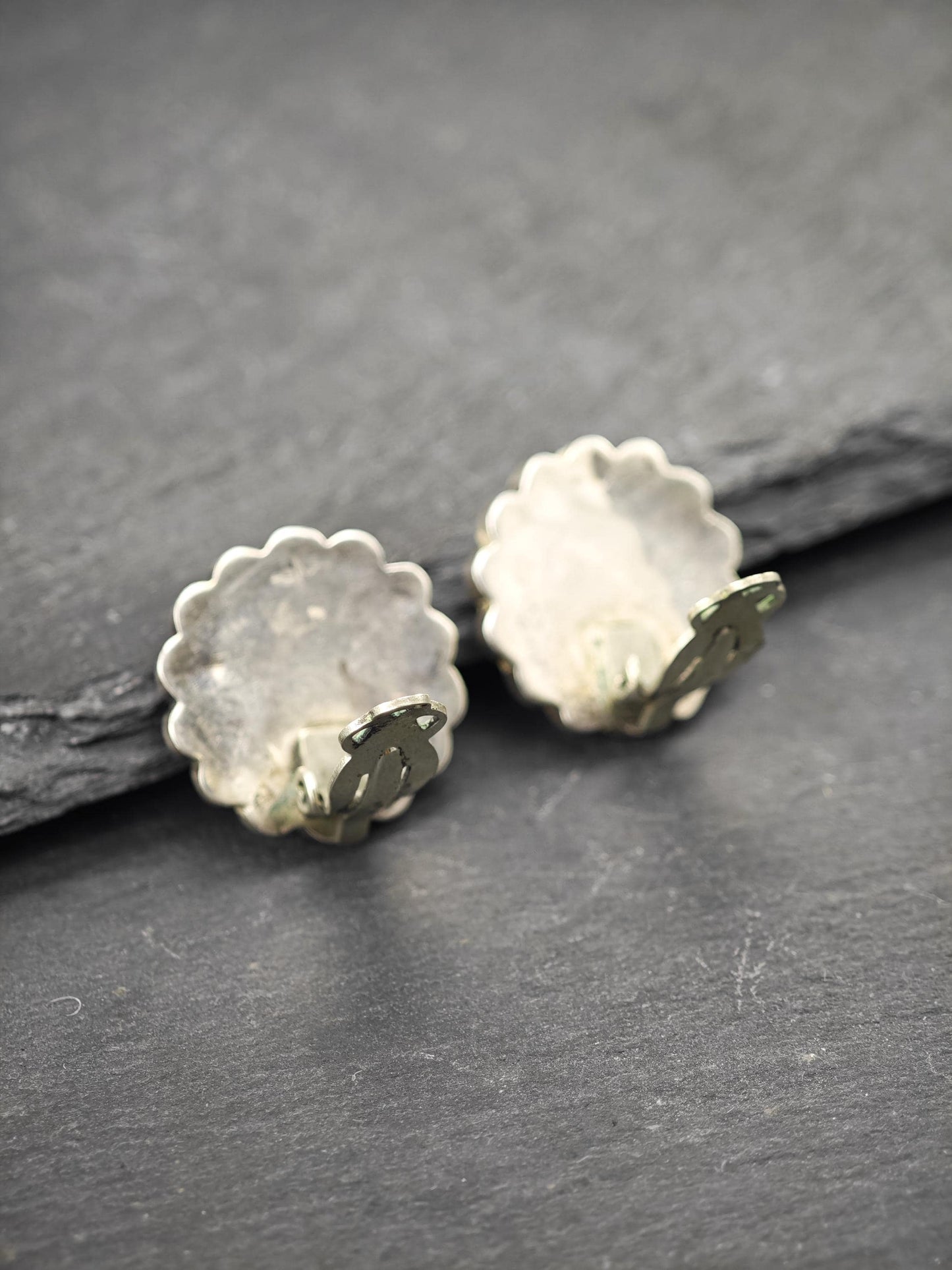 Native American, Floral Clip On Earrings Sterling Silver