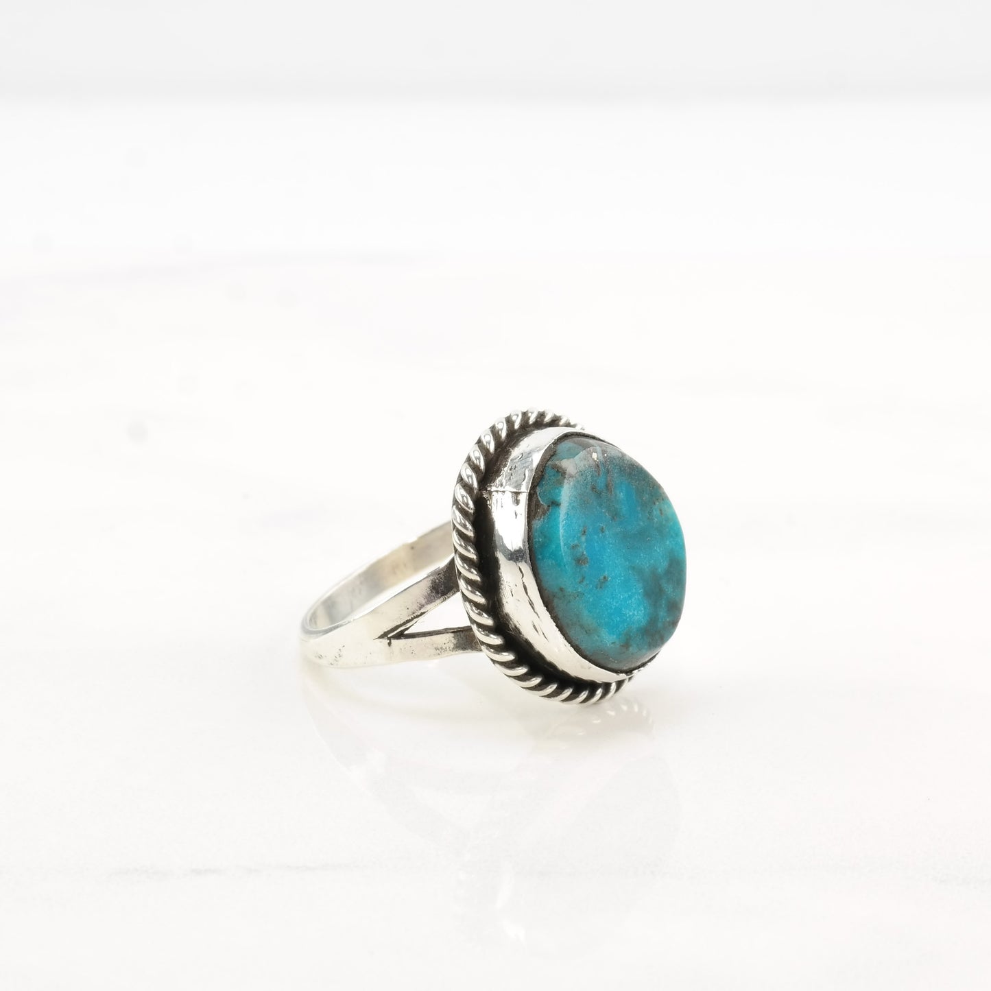 Native American Silver Ring Turquoise Sterling Size 9 1/2