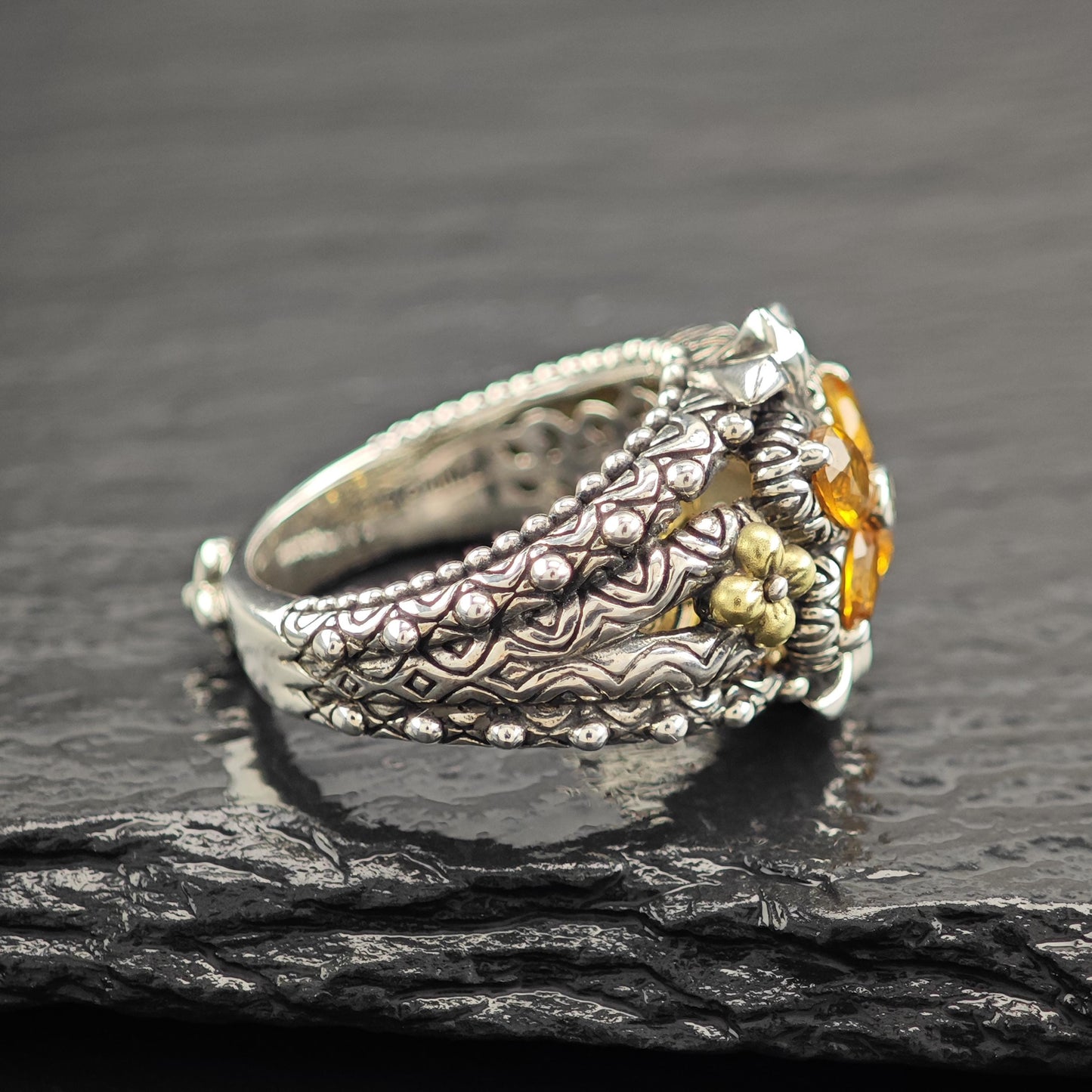 Barbara Bixby 18K Gold Accents, Citrine Ring Sterling Silver R5822