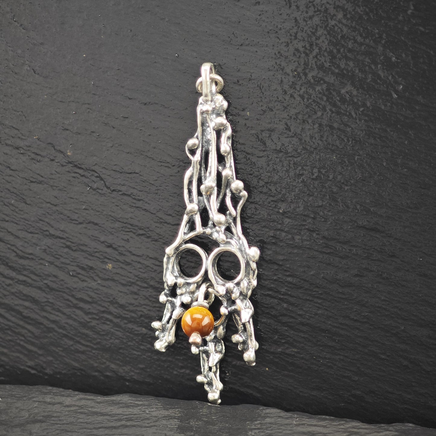 Brutalist Tiger Eye Pendant: Sterling Silver  Jewelry P2793