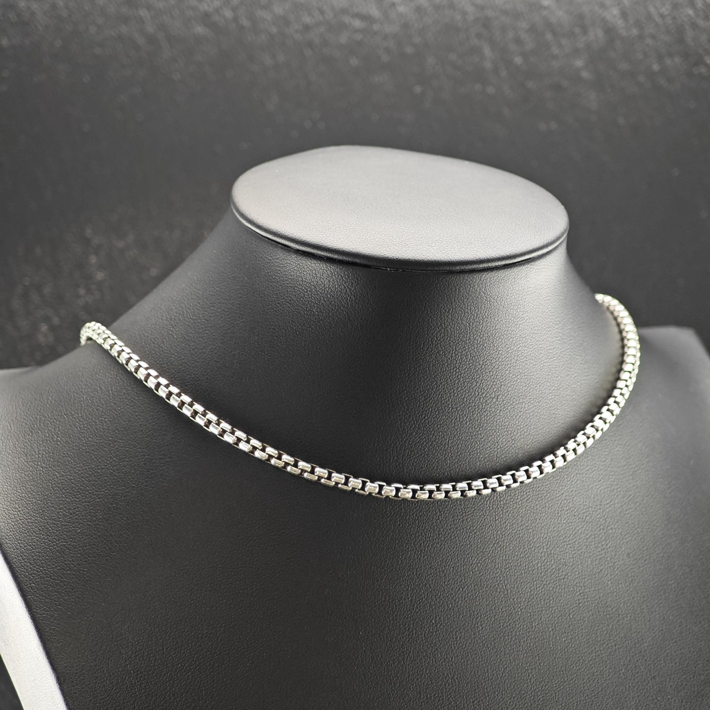 Vintage David Yurman Sterling Silver, 14K Gold Tag 3.6mm Box Chain Necklace