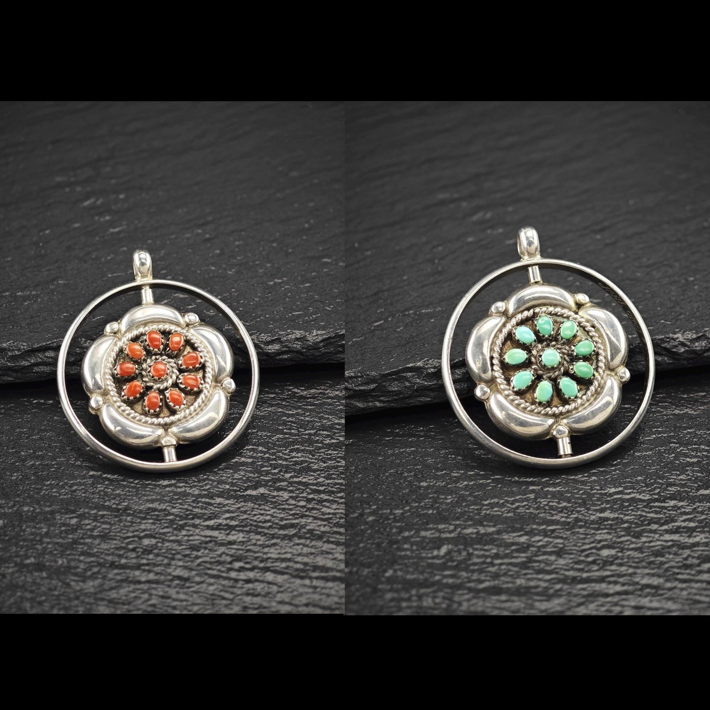 Zuni, Native Reversible, Pendant Sterling Silver P2726