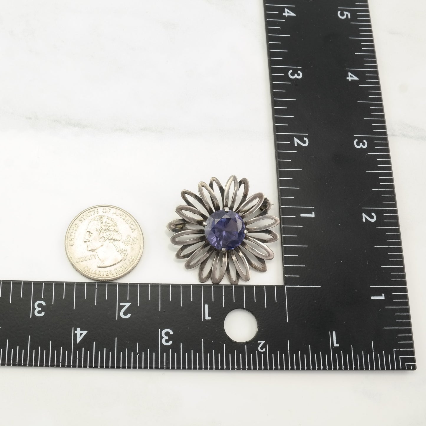 Taxco Flower Brooch Color Change Corundum Sterling Silver