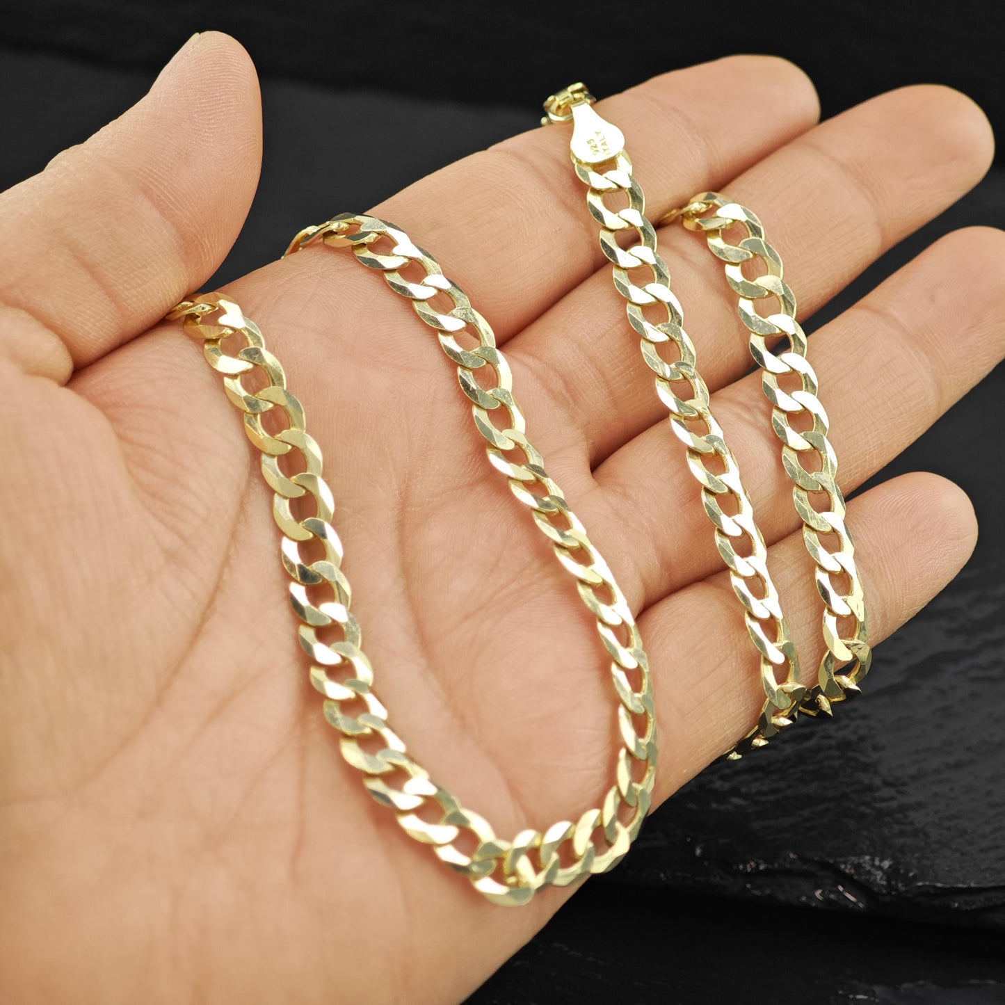 Sterling Silver Gold Plated 6mm Cuban Chain Necklace 22" N2655