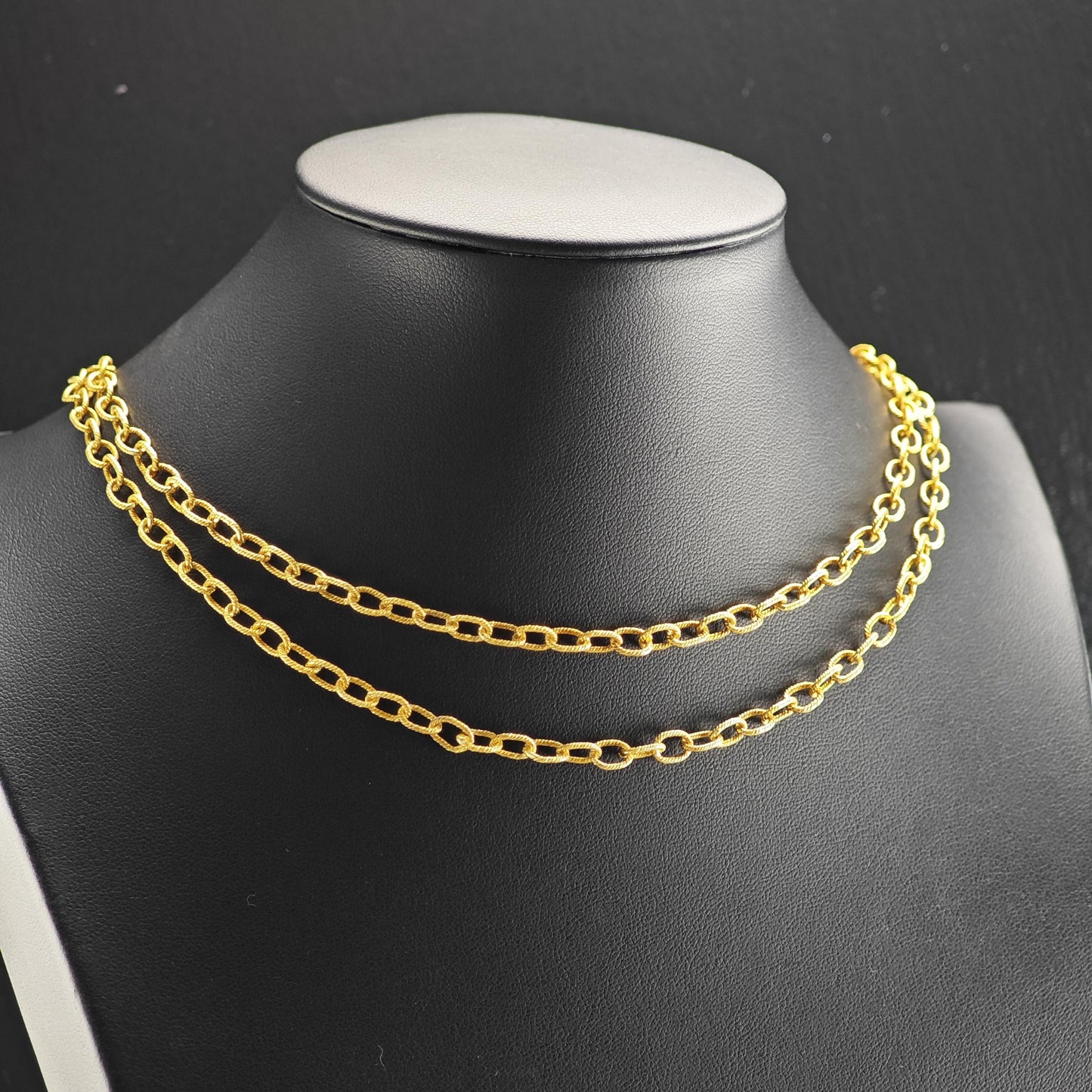 Gold Plated Oval Chain Sterling Silver Necklace N2755