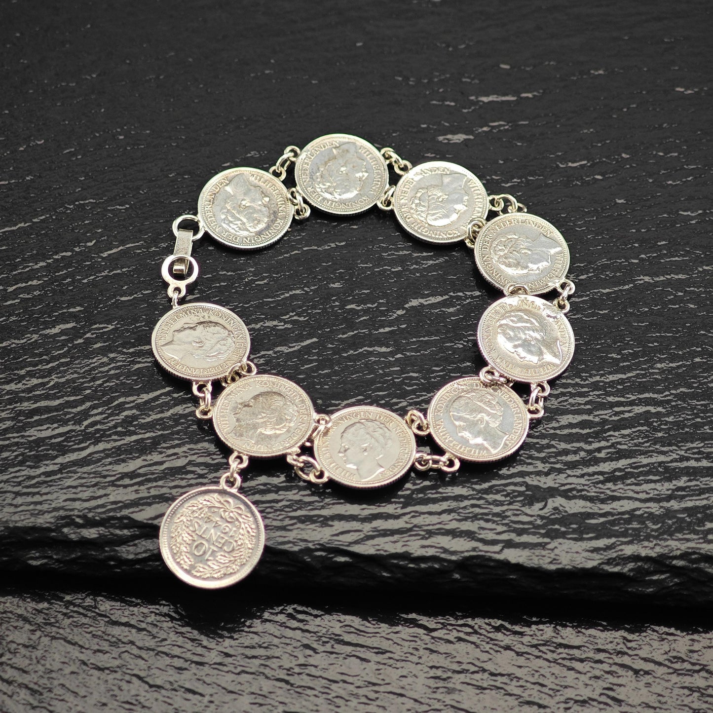 Vintage Silver Dime Bracelet - Canada Pre 1944 Coin Jewelry