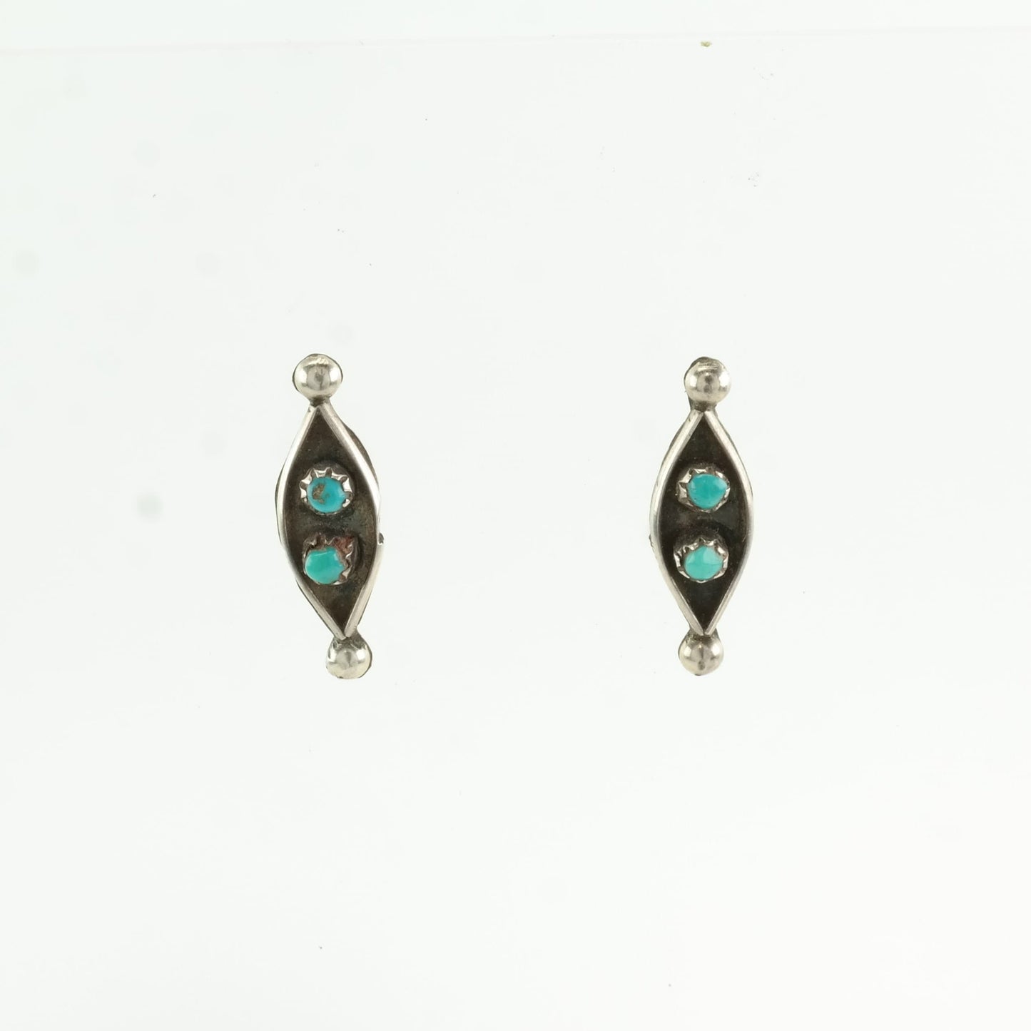 Zuni Sterling Silver Blue Turquoise Earrings Stud