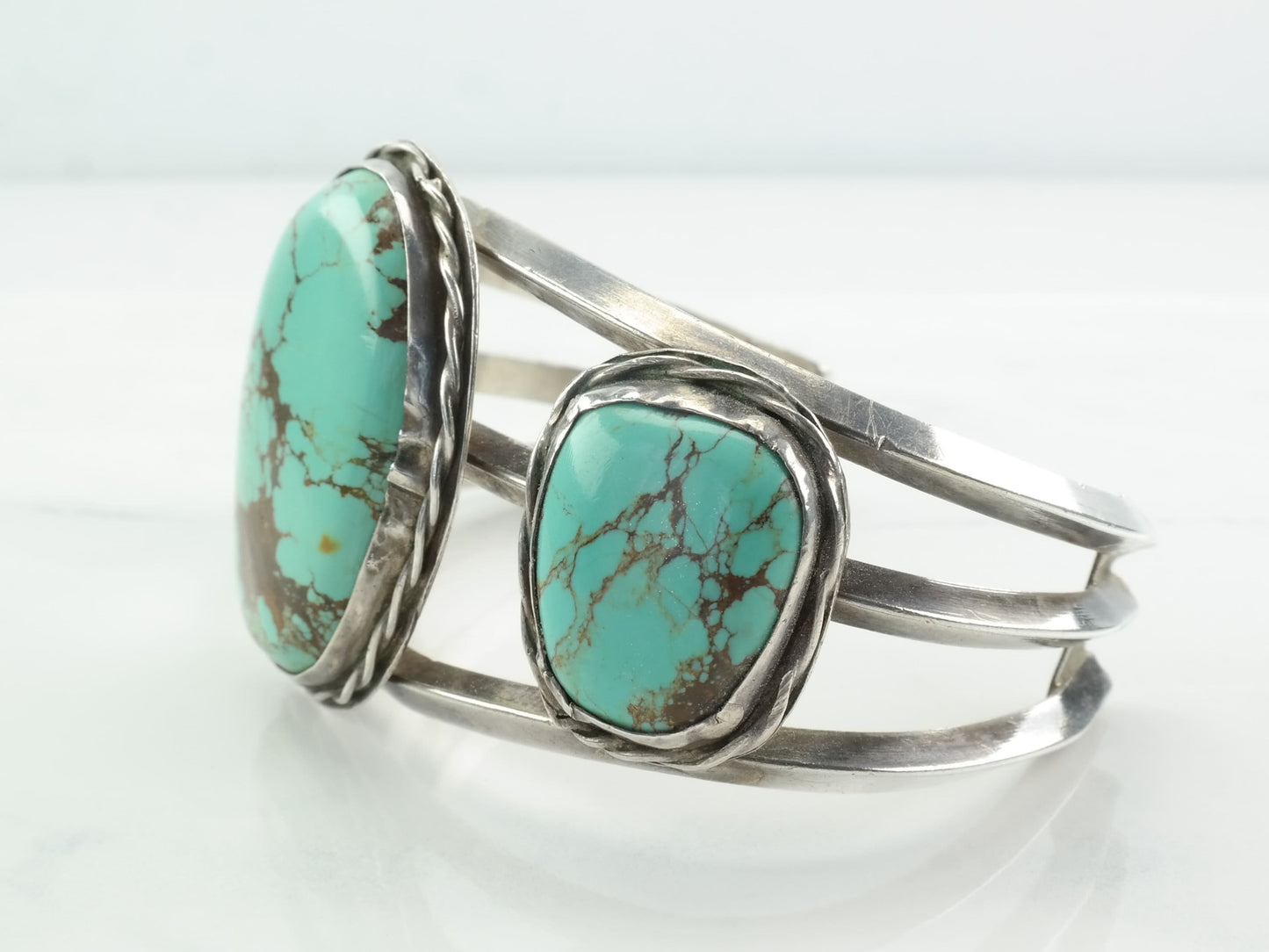 Southwest Sterling Silver Cuff Bracelet Turquoise Number Eight