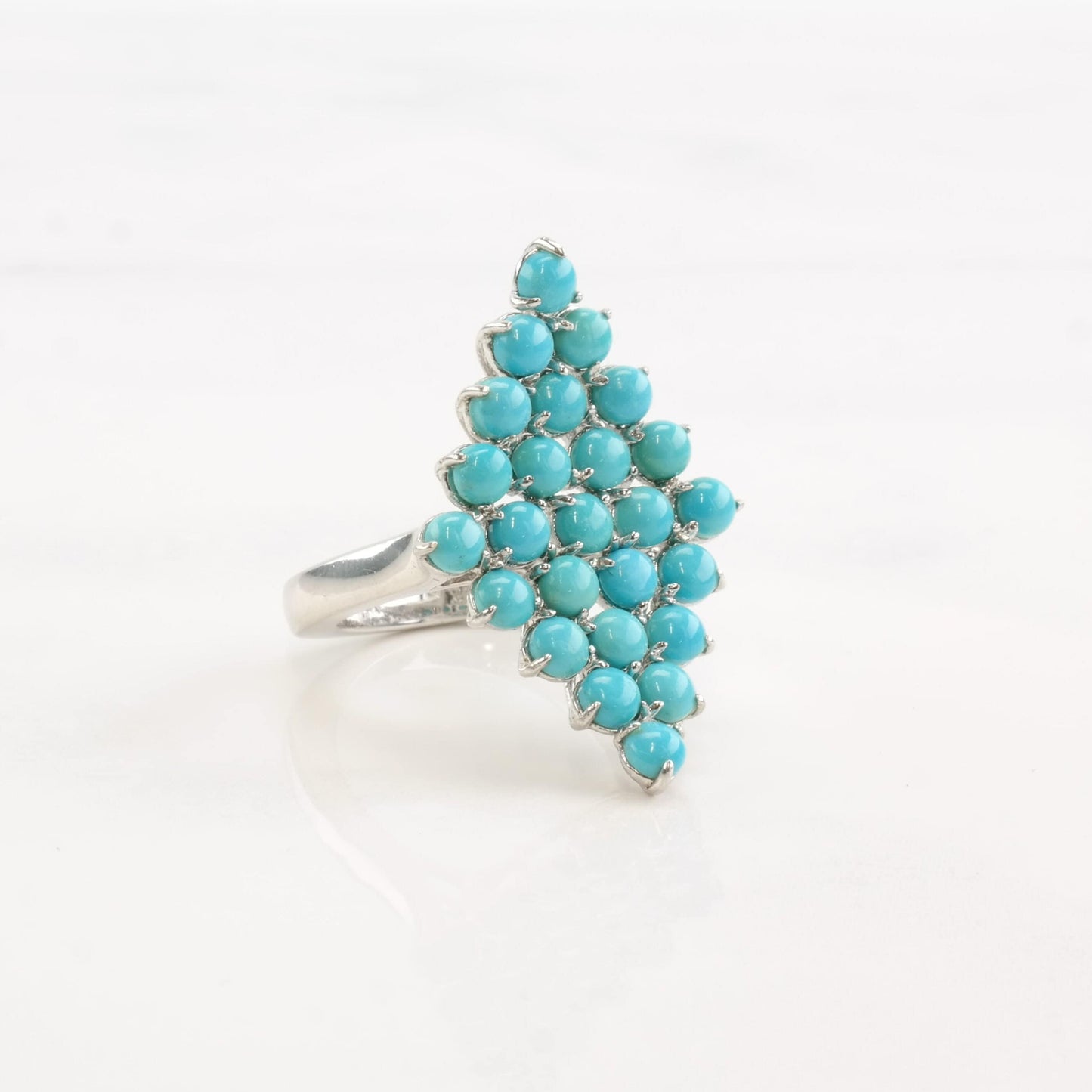 Sterling Silver Ring Turquoise Cluster Size 5 1/4