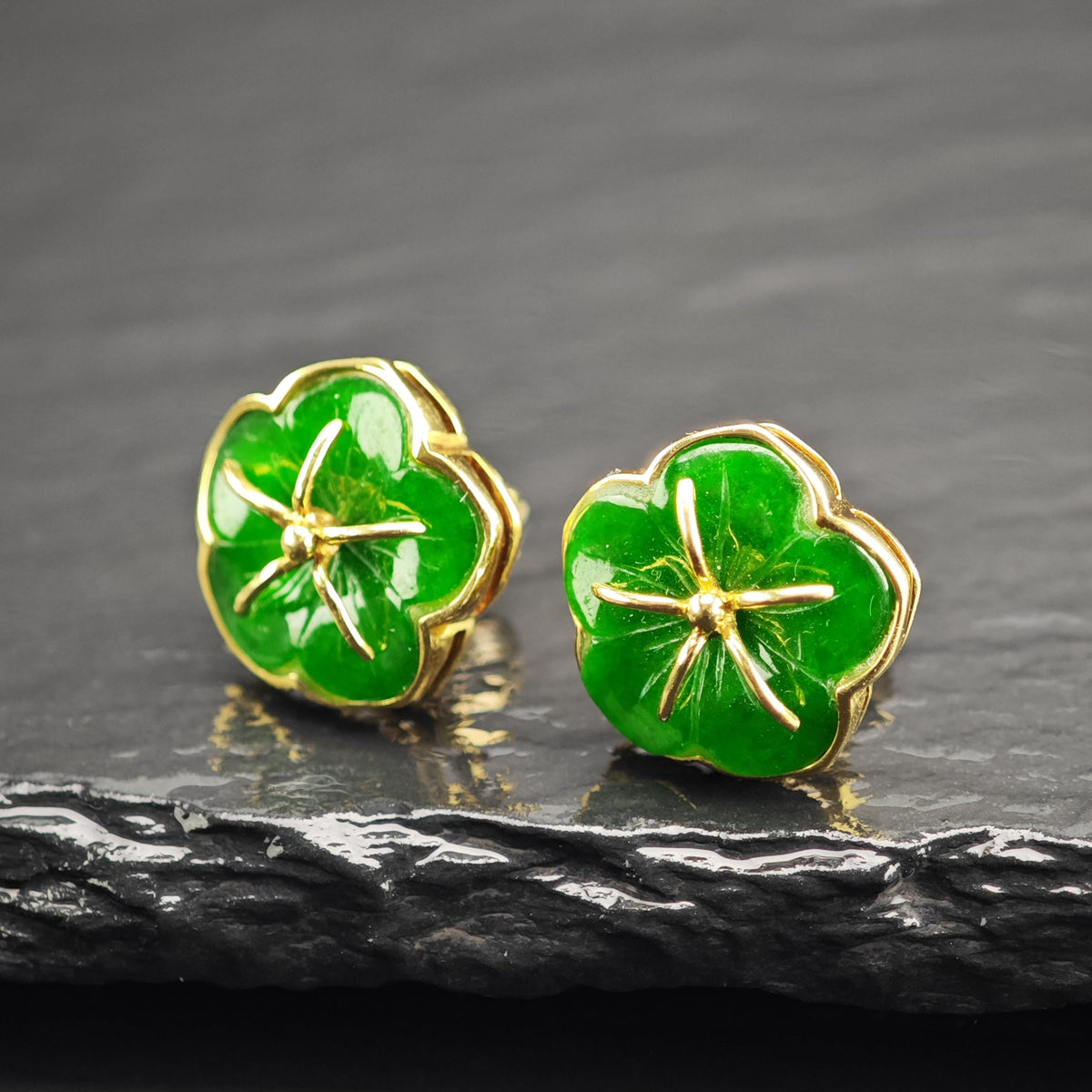 Jadeite 18K Gold Stud Earrings ER3221