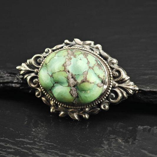 Rough Turquoise Sterling Silver Brooch B2246