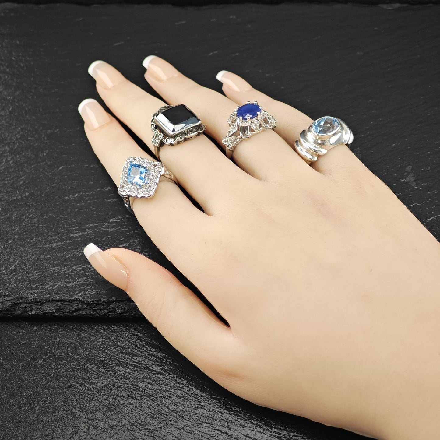 Blue Topaz Ring Sterling Silver Jewelry Size 6 R6099