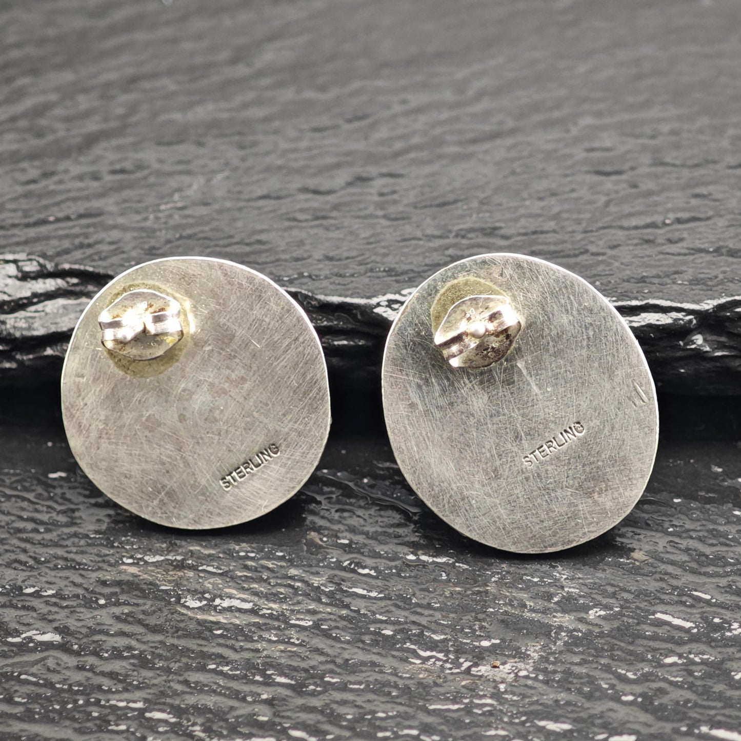 Vintage Native American Sleeping Beauty Turquoise Sterling Silver Stud Earrings ER3173