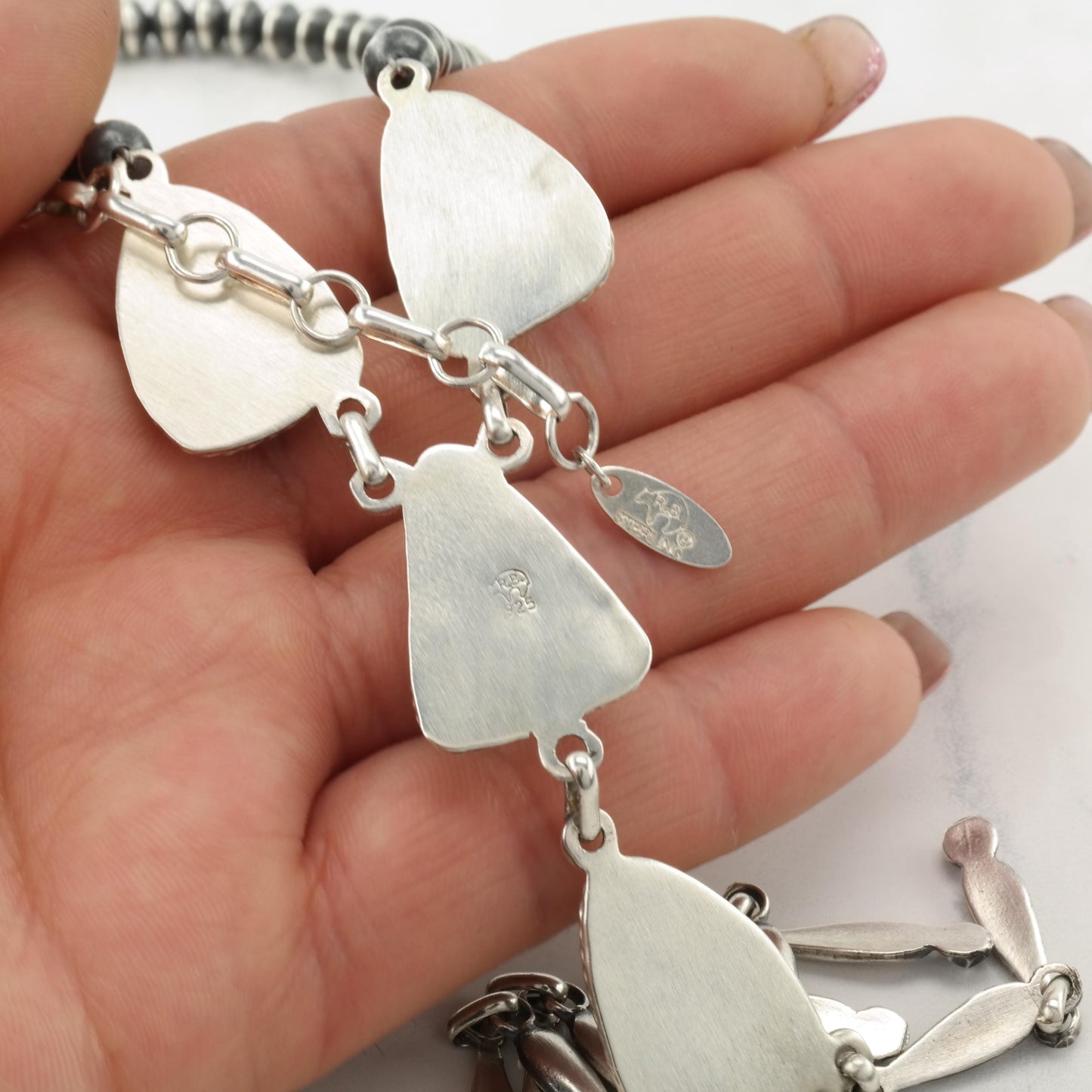 Running Bear Sterling Silver Beaded Necklace N2408