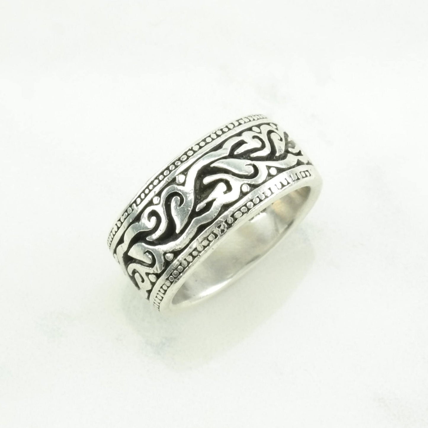 Sterling Silver Ring Wave Overlay Size 7 3/4