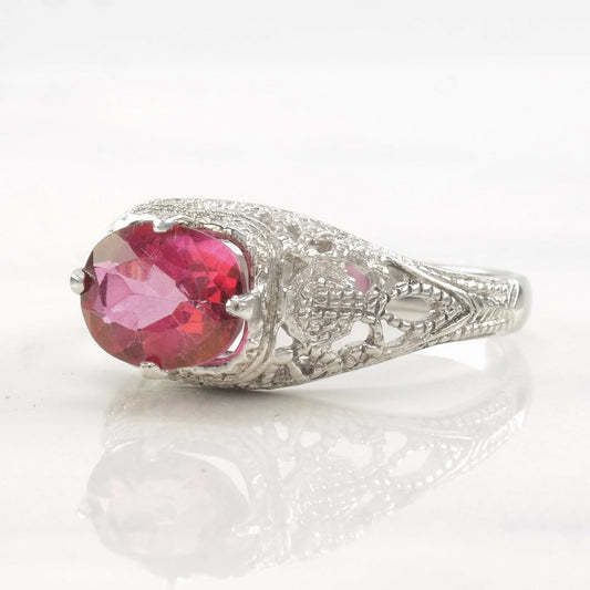 Sterling Silver Ring Lab Pink Ruby Size 9