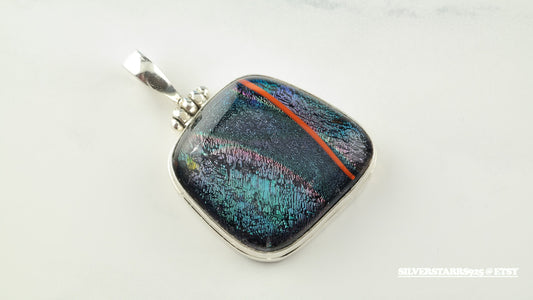 Dichroic Glass Sterling Silver Pendant