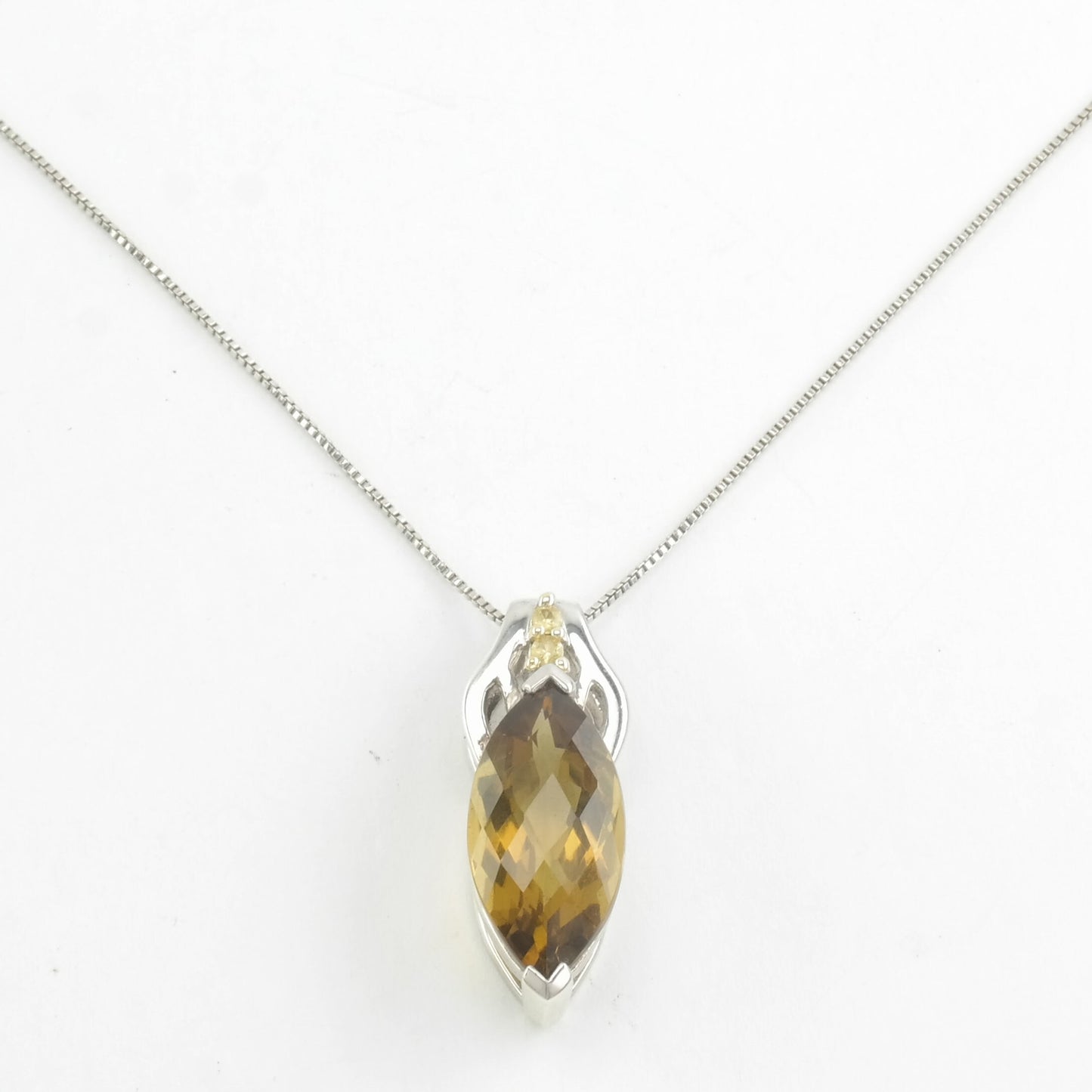 Sterling Silver Yellow Citrine, Yellow Topaz Necklace