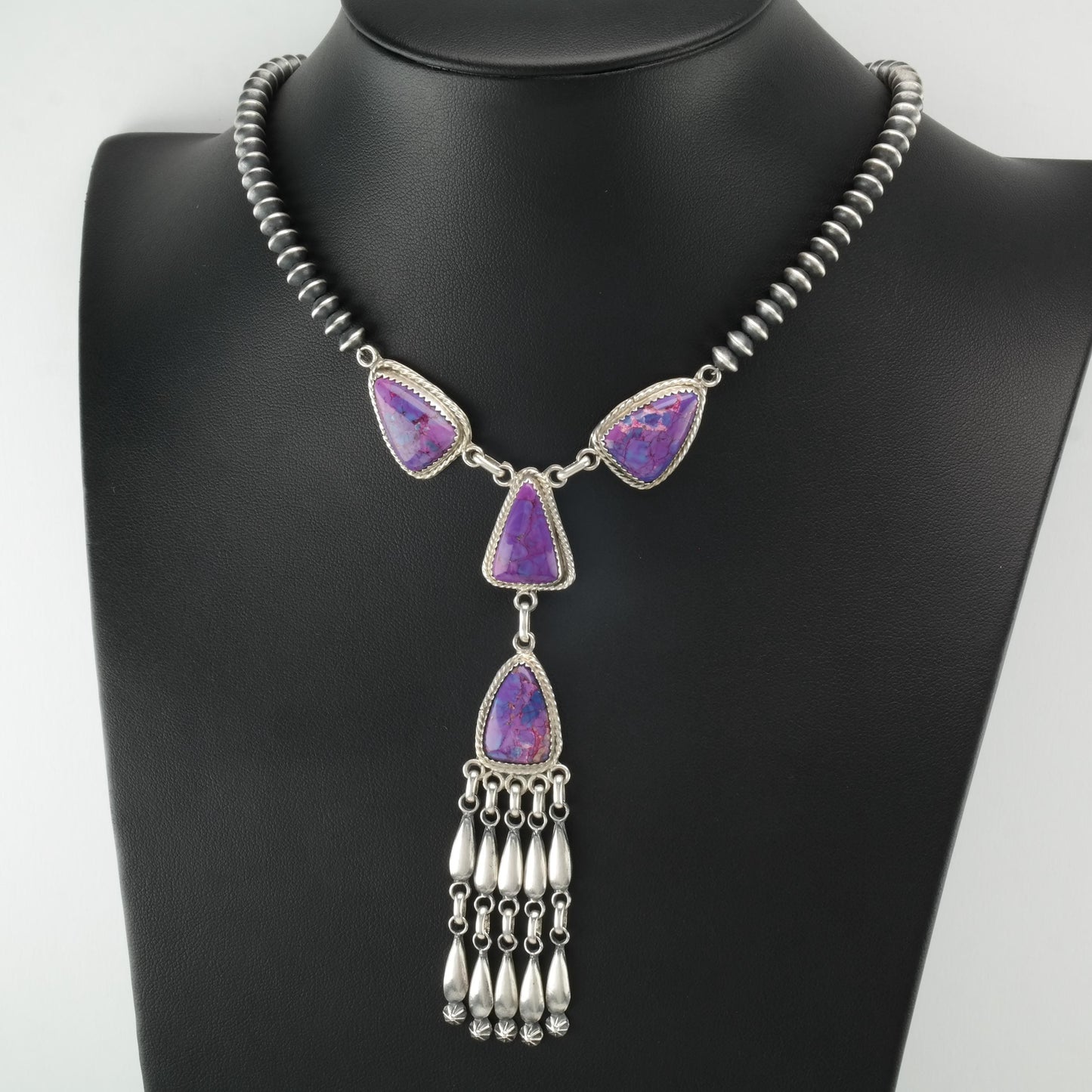 Running Bear Sterling Silver Beaded Necklace N2408