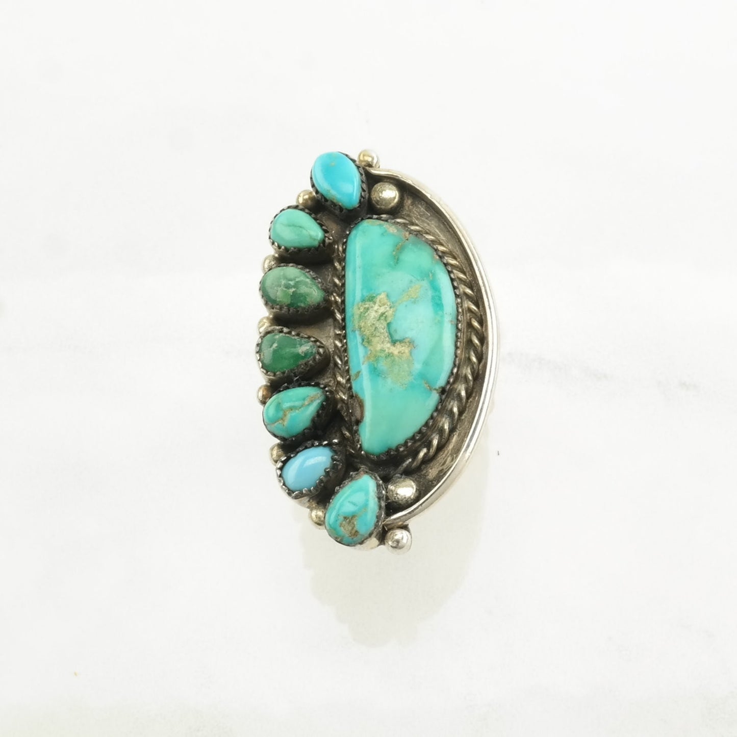 Native American Silver Ring Turquoise Sterling Blue Size 7