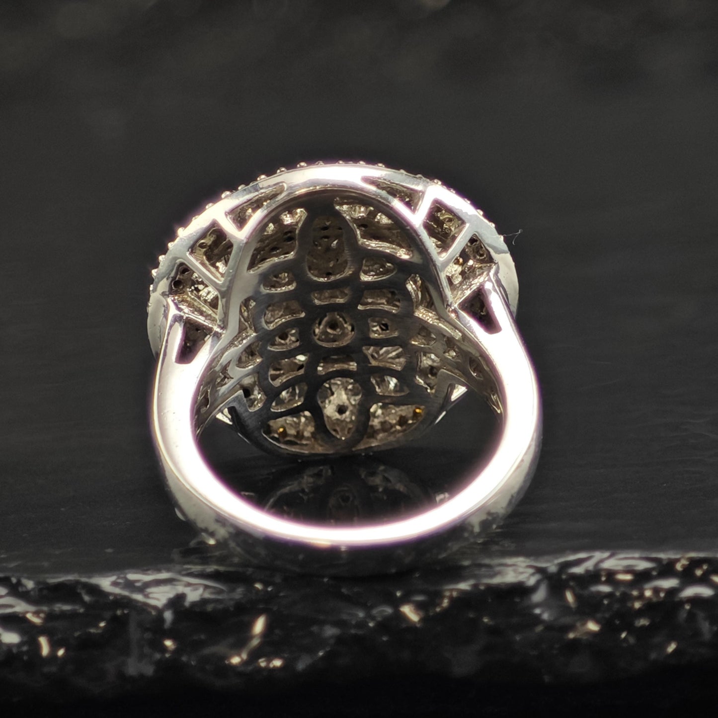 Brown Diamond Cluster Sterling Silver Ring Sz 6 R6609