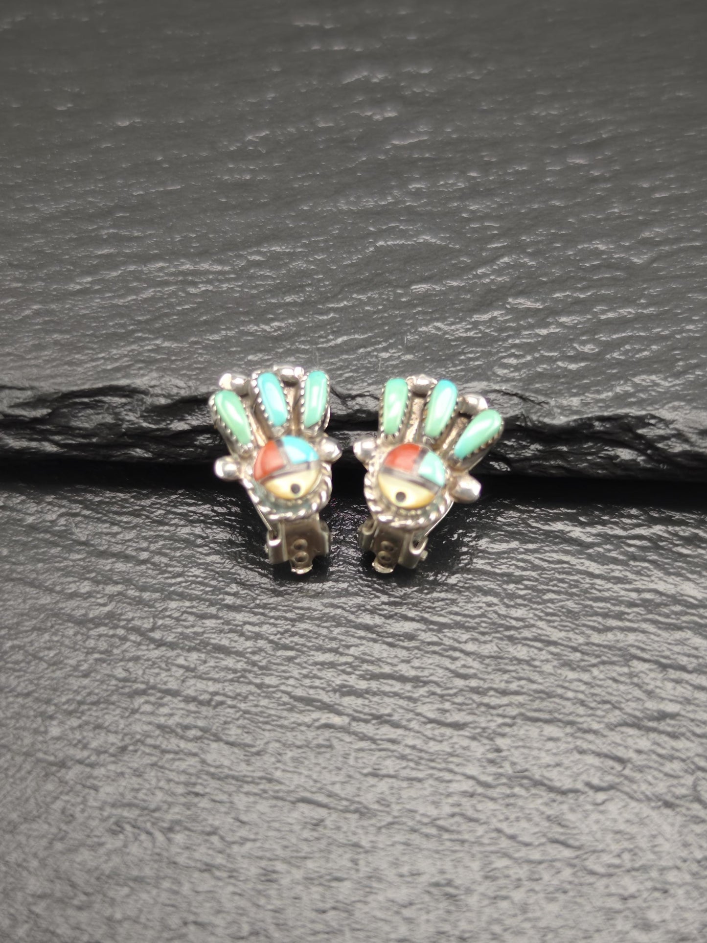 Choice of Native American, Zuni Clip On Earrings Sterling Silver