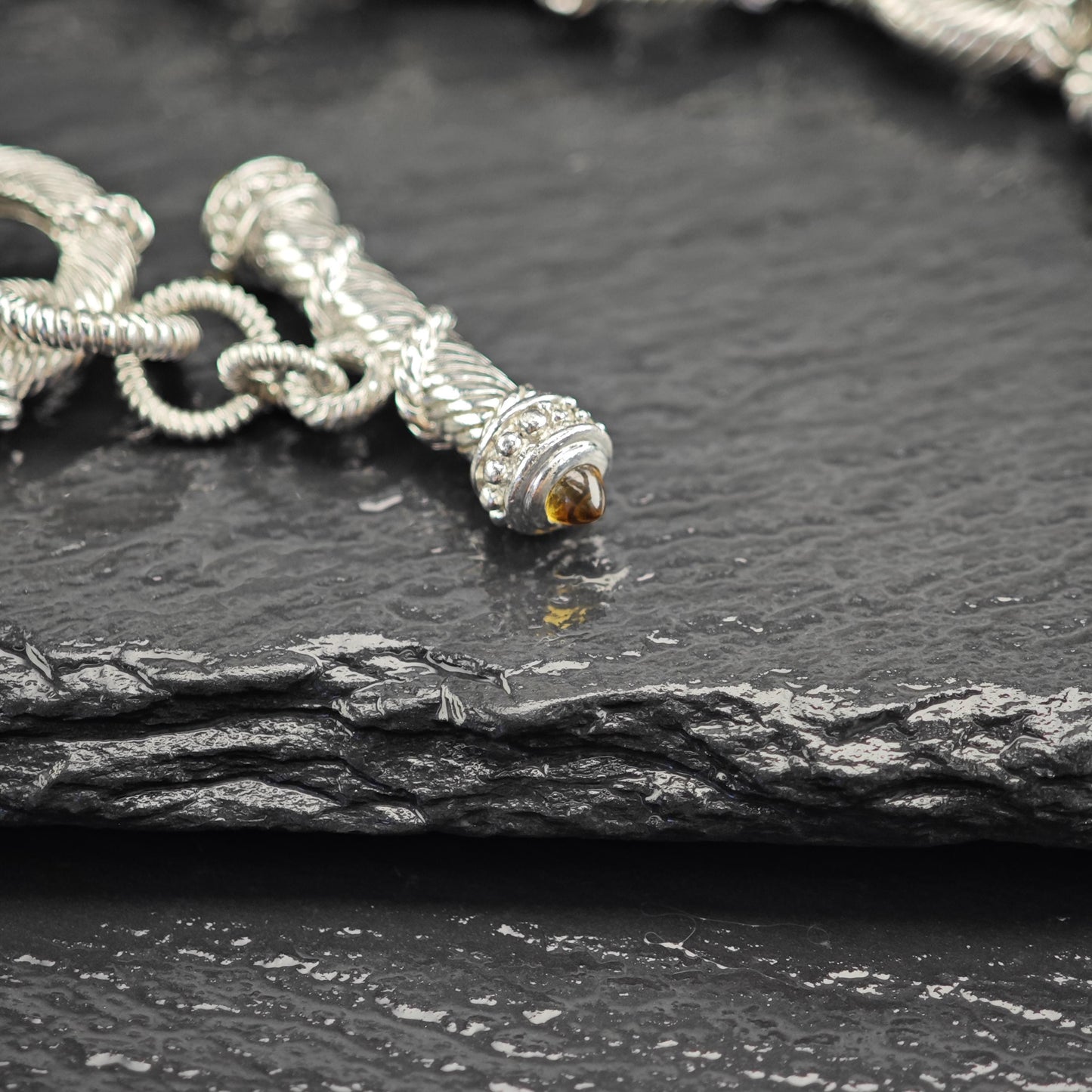 Judith Ripka Citrine Link Bracelet Sterling Silver