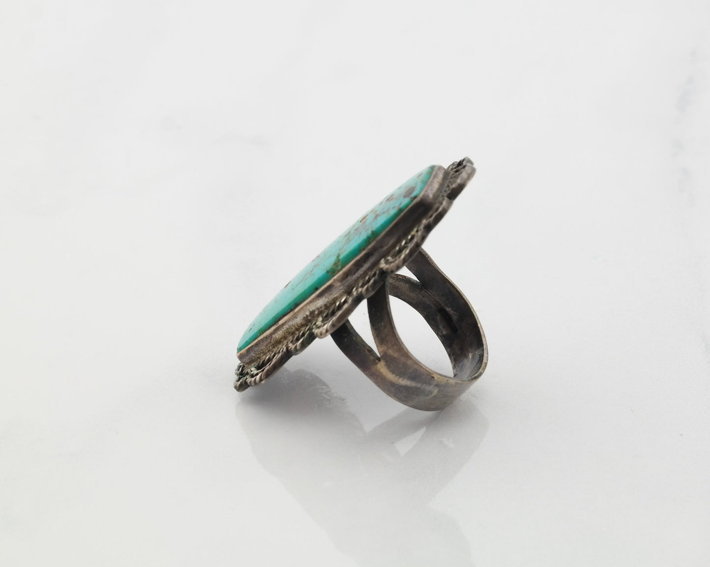 Historic Native American Silver Ring No Treatment Turquoise Sterling Blue Size 6.5