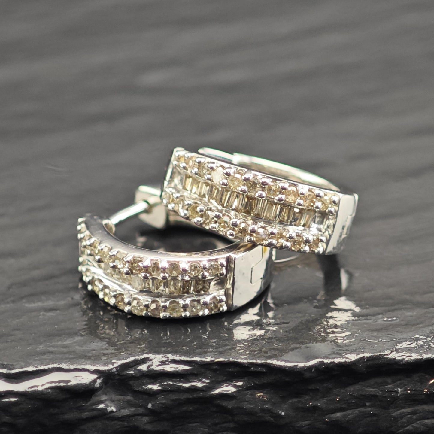 1/2cttw Diamond Mini Hoops Latch Back Sterling Silver Earrings ER3193