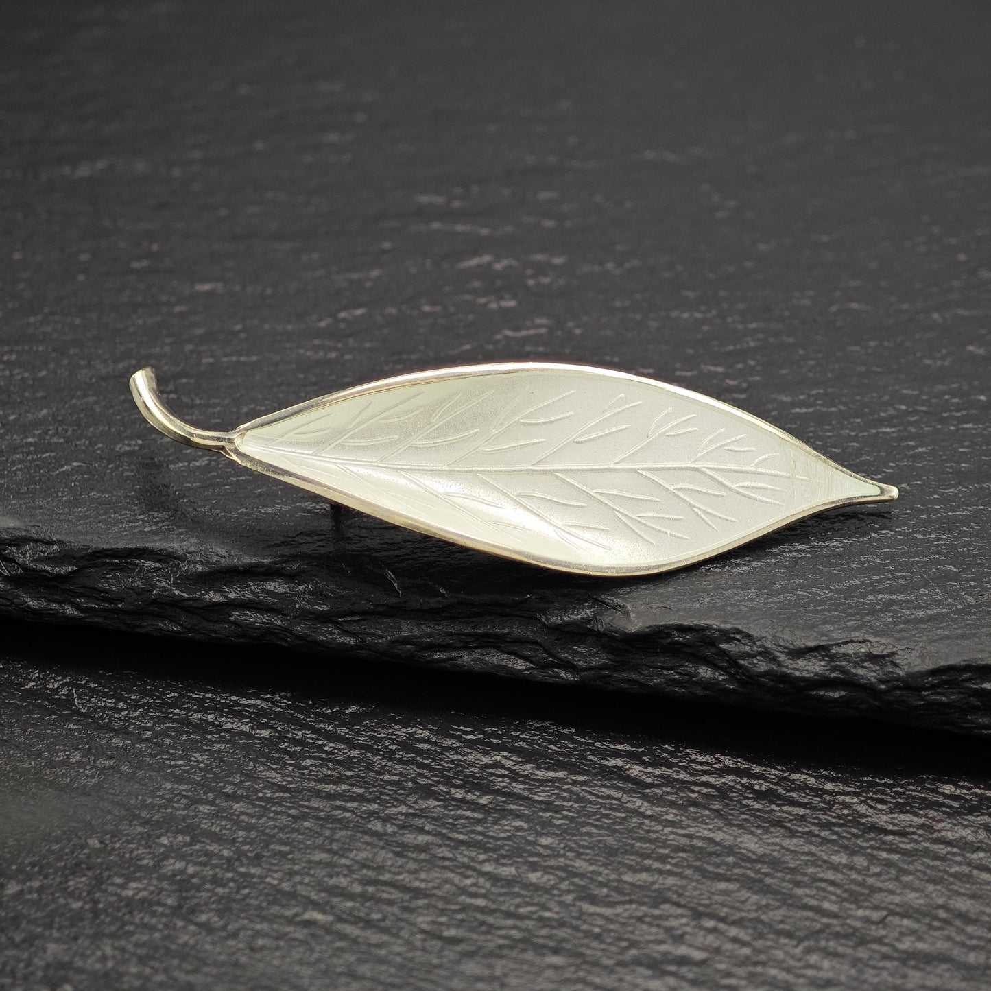 David Anderson Floral Sterling Silver Brooch White Gold Enamel Repaired