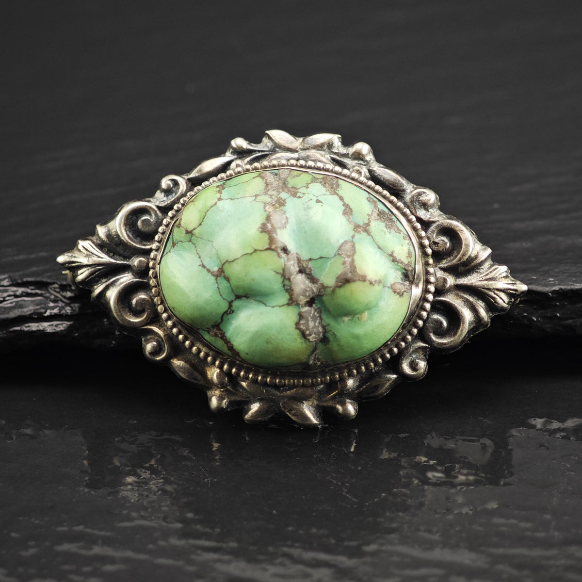 Rough Turquoise Sterling Silver Brooch B2246