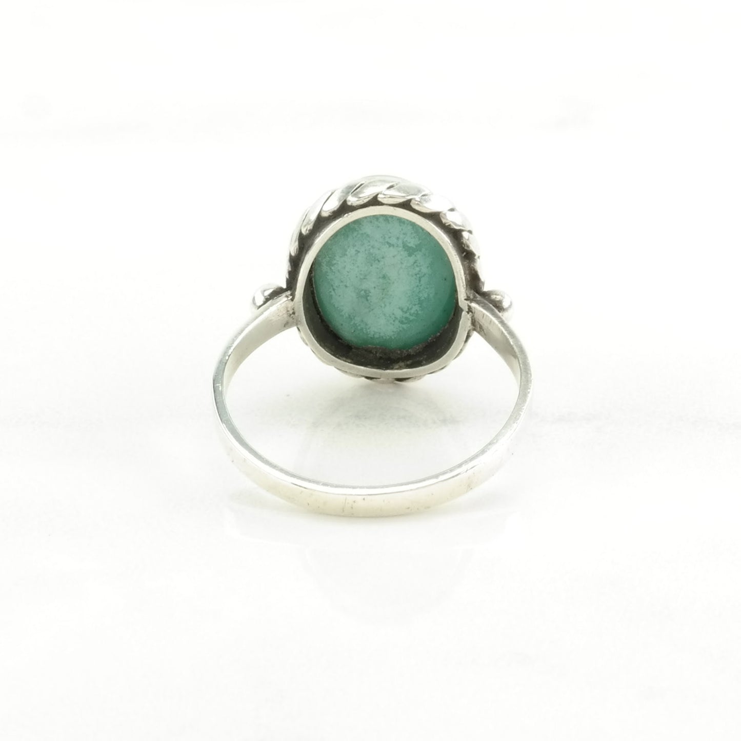 Sterling Silver Ring Turquoise Rope Detail Green Size 7 1/2