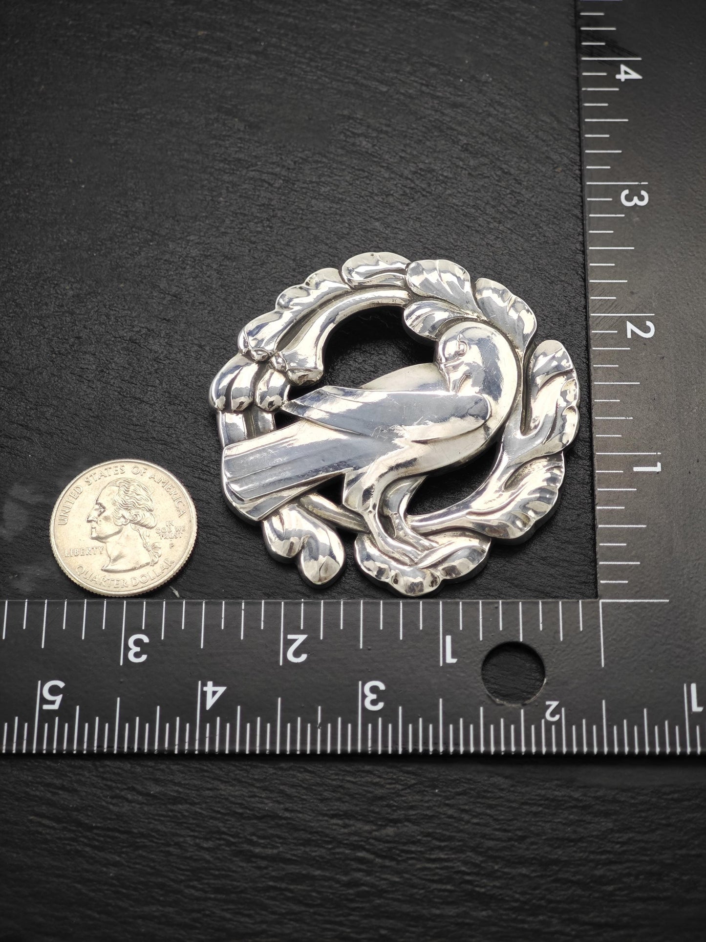 Georg Jensen 70, Floral Bird Brooch Sterling Silver