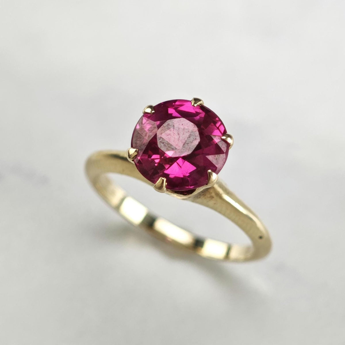 Antique Pink 7mm Flux Ruby 10K Gold Ring Sz 4 R6776