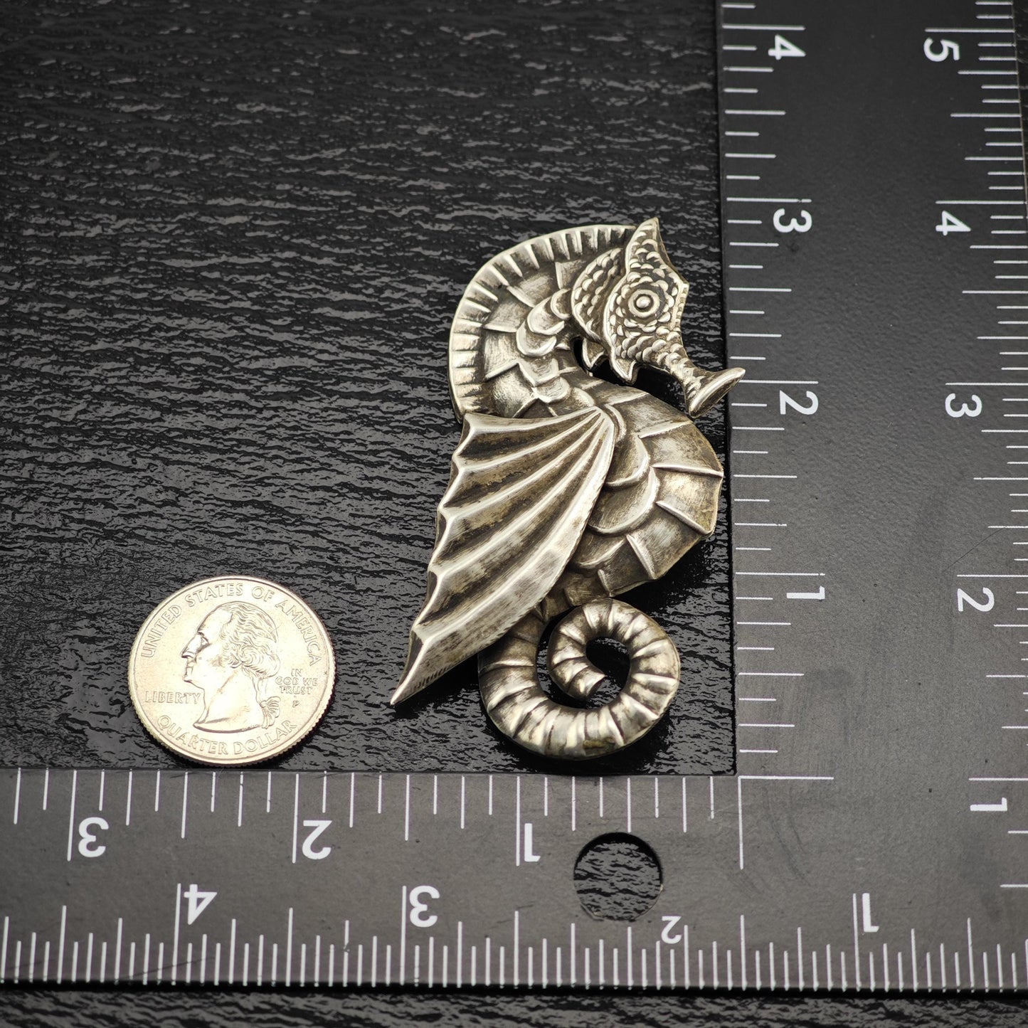 Vintage Sterling Silver Seahorse Brooch Made in Mexico Nautical Jewelry