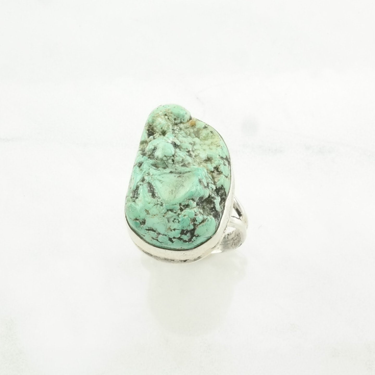 Southwest Silver Ring Turquoise Sterling Light Blue Size 6