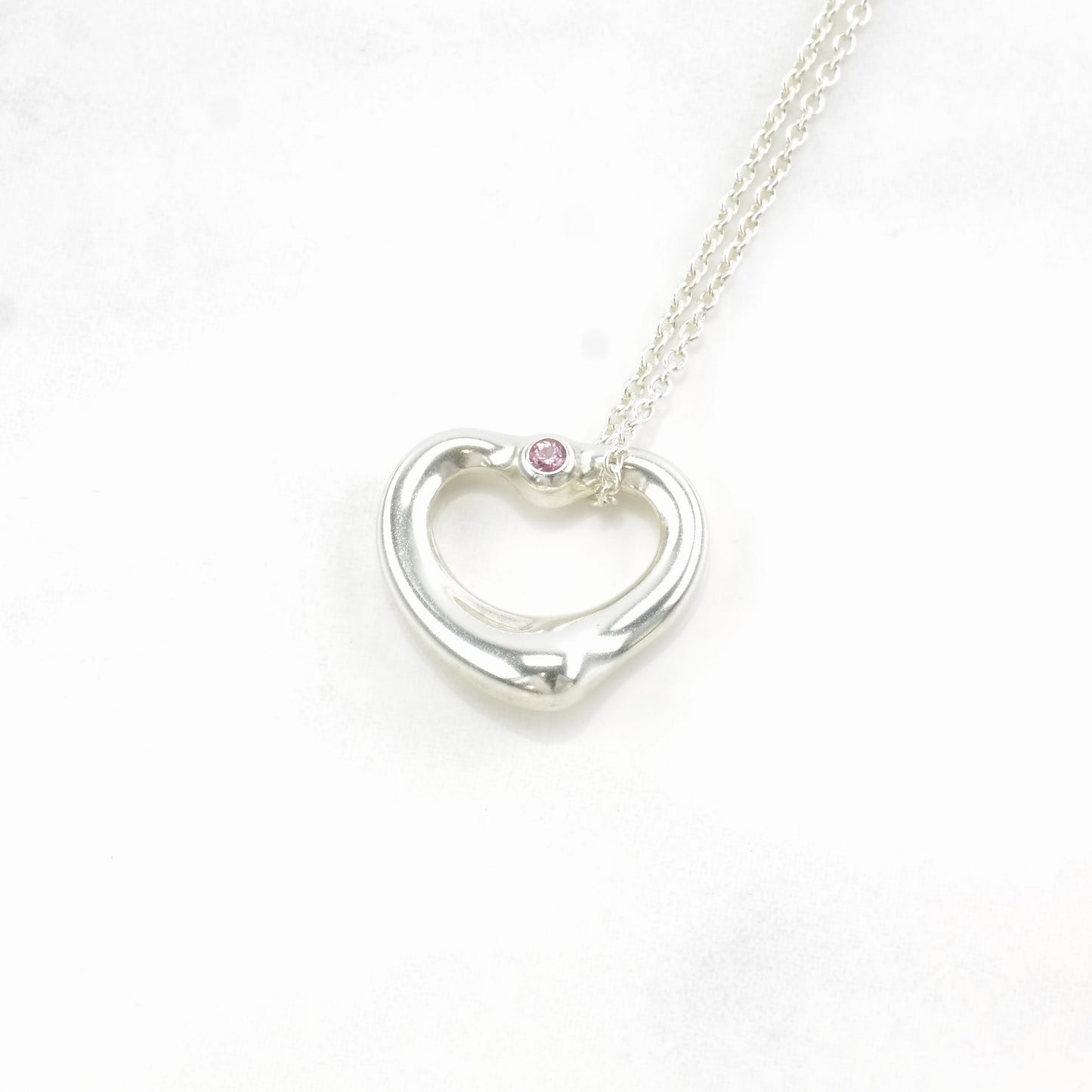 Tiffany & Co. Sterling Silver Pink Sapphire Heart Necklace